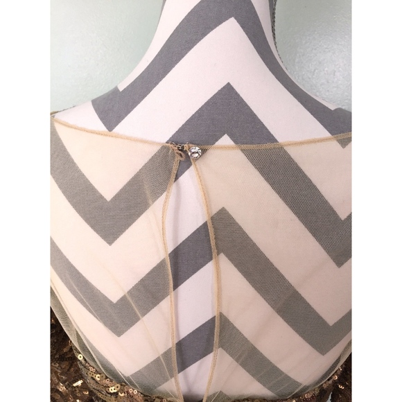 Last Chance!! BADGLEY MISCHKA Gold Sequin Formal Party Dress NEW - Picture 5 of 7